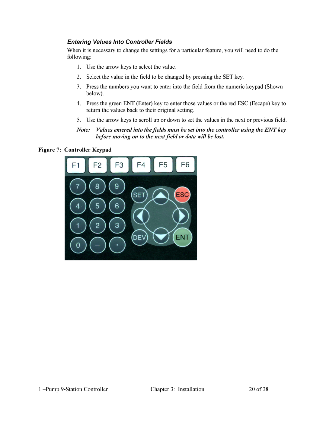 Sterling Plumbing 822.00247.00 specifications Entering Values Into Controller Fields, Controller Keypad 