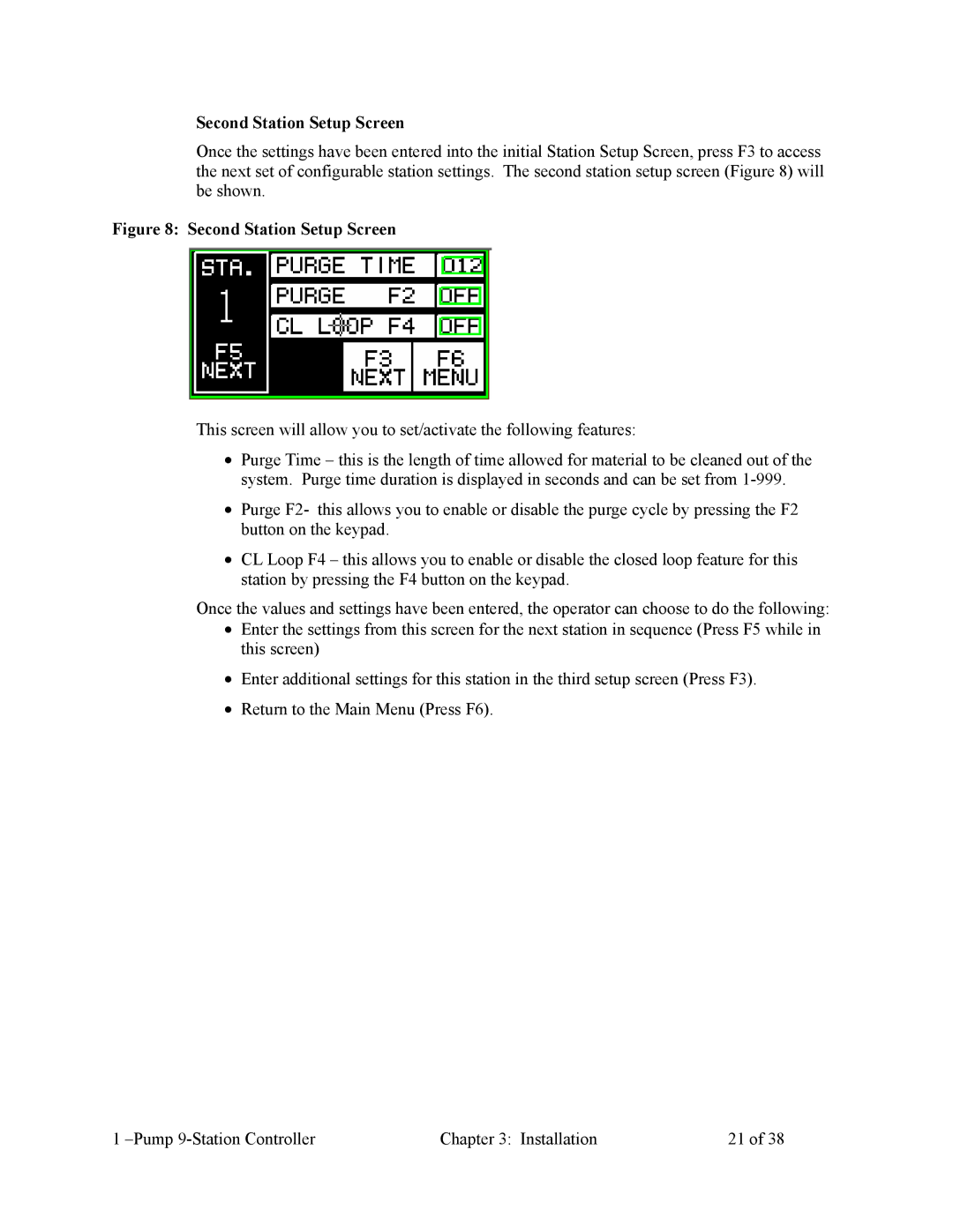 Sterling Plumbing 822.00247.00 specifications Second Station Setup Screen 