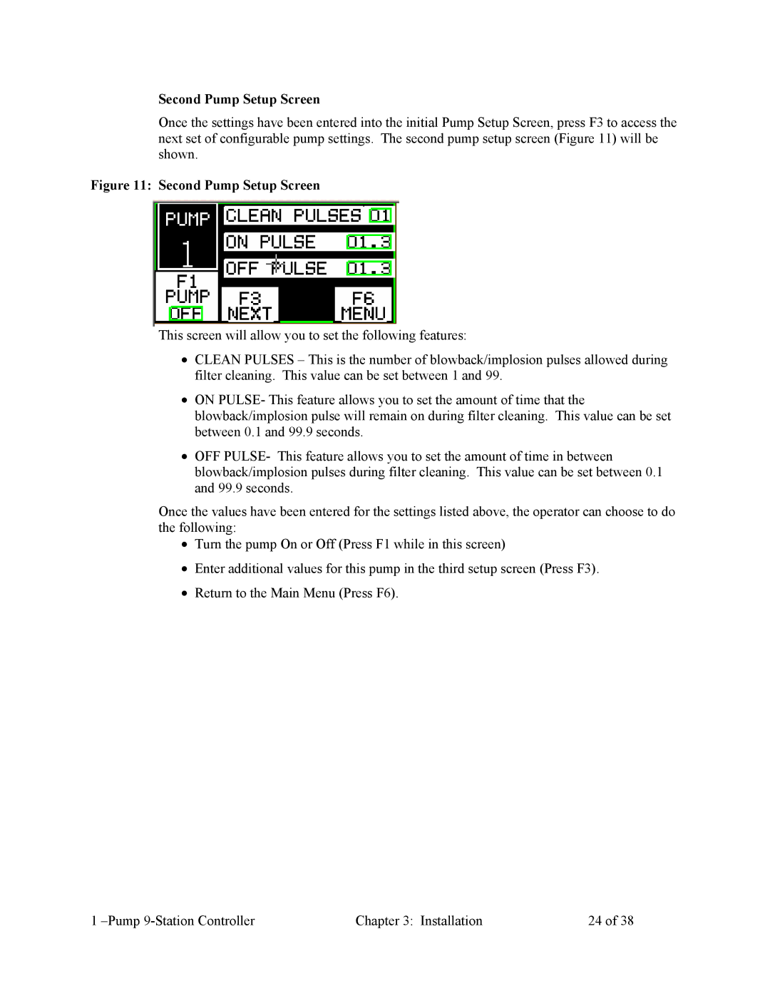 Sterling Plumbing 822.00247.00 specifications Second Pump Setup Screen 