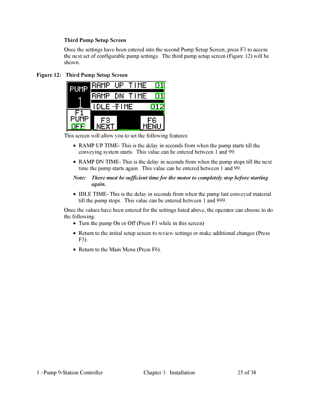 Sterling Plumbing 822.00247.00 specifications Third Pump Setup Screen 