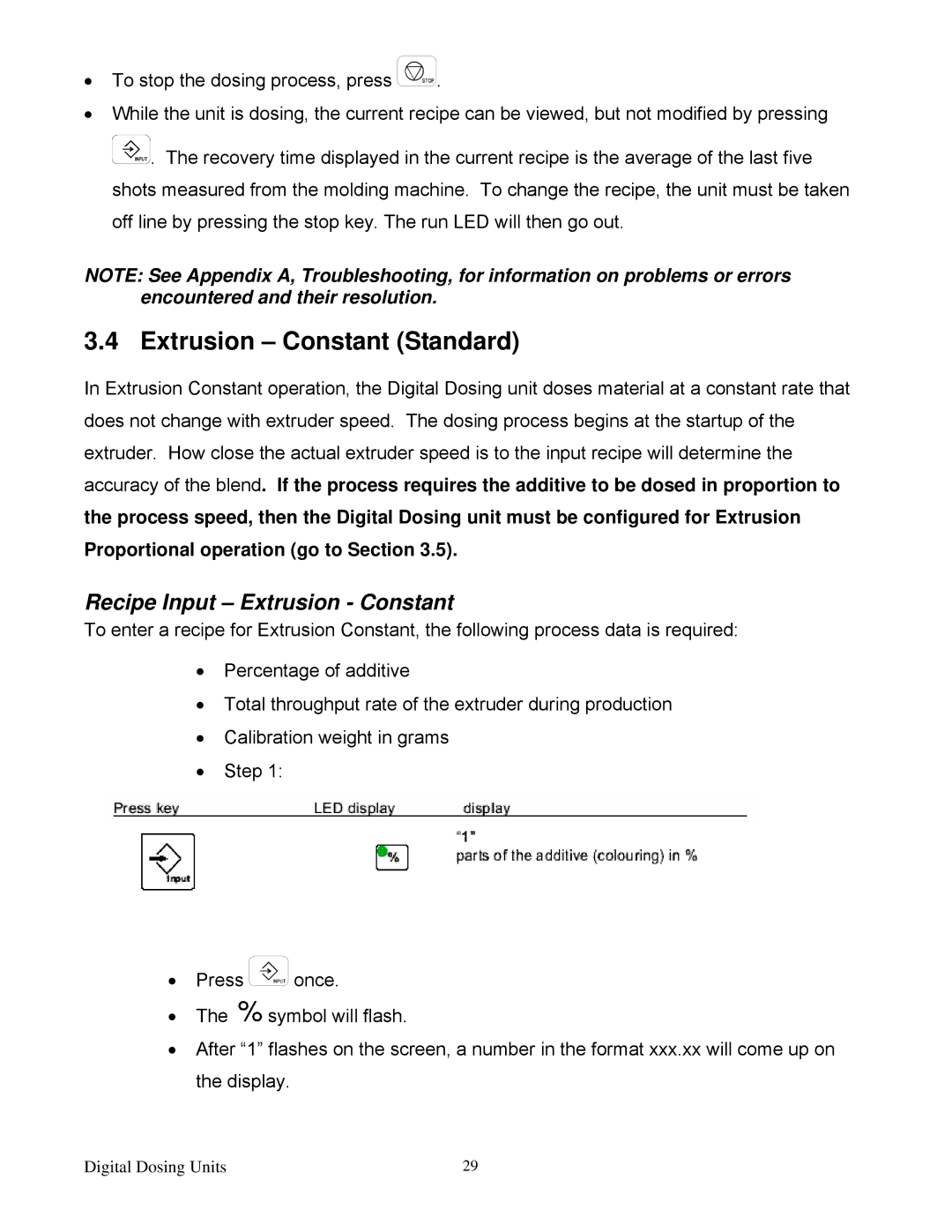 Sterling Plumbing 882 00276.00 specifications Extrusion Constant Standard, Recipe Input Extrusion Constant 