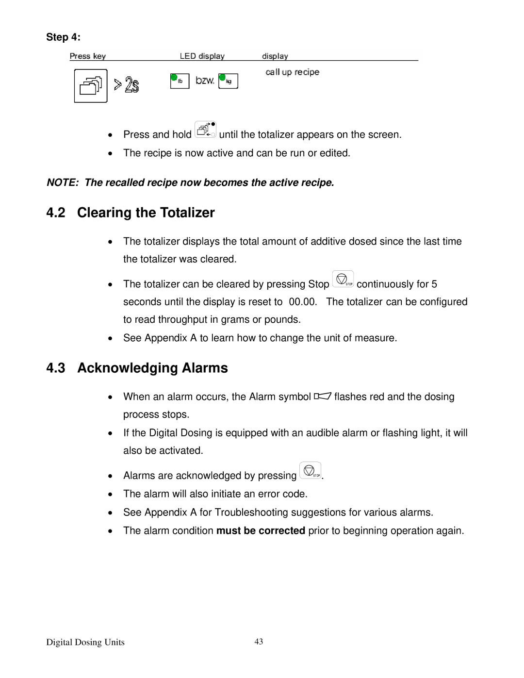 Sterling Plumbing 882 00276.00 specifications Clearing the Totalizer, Acknowledging Alarms 