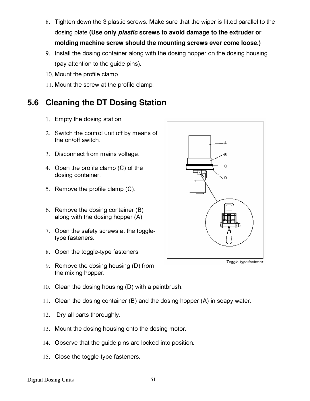 Sterling Plumbing 882 00276.00 specifications Cleaning the DT Dosing Station 