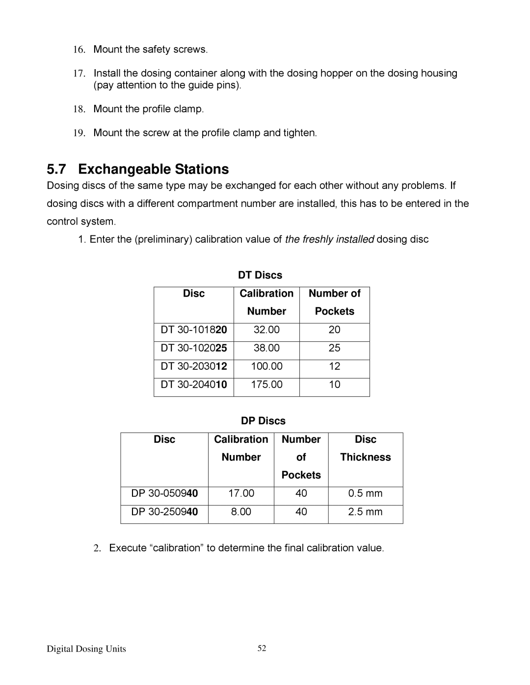 Sterling Plumbing 882 00276.00 specifications Exchangeable Stations, DP Discs Calibration 