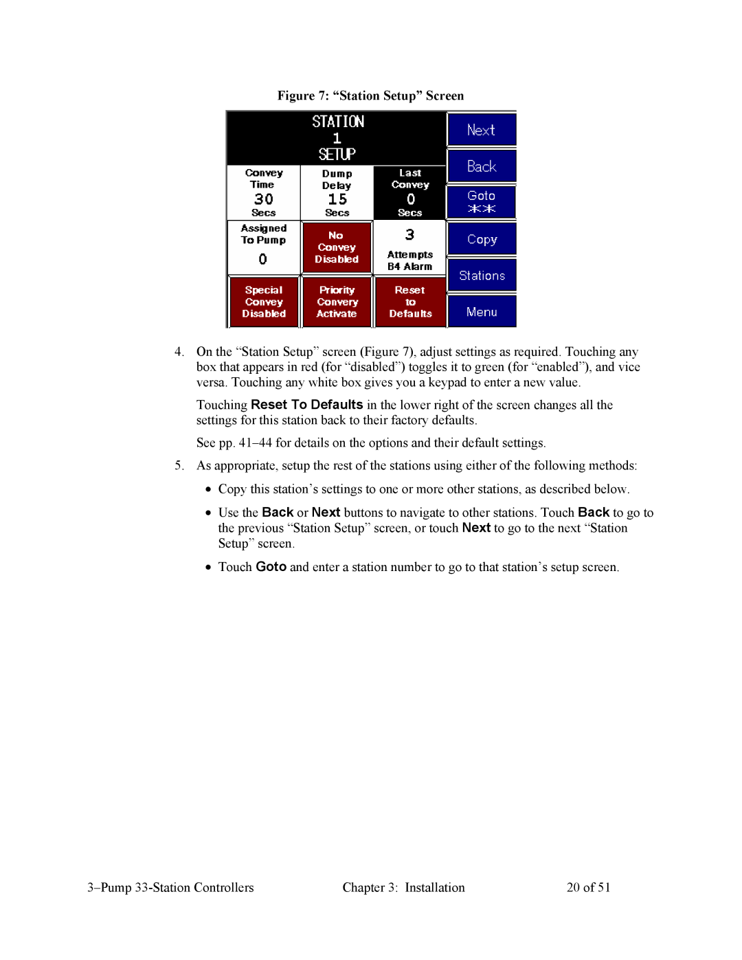 Sterling Plumbing CV3-635, 882.00252.00 specifications Station Setup Screen 