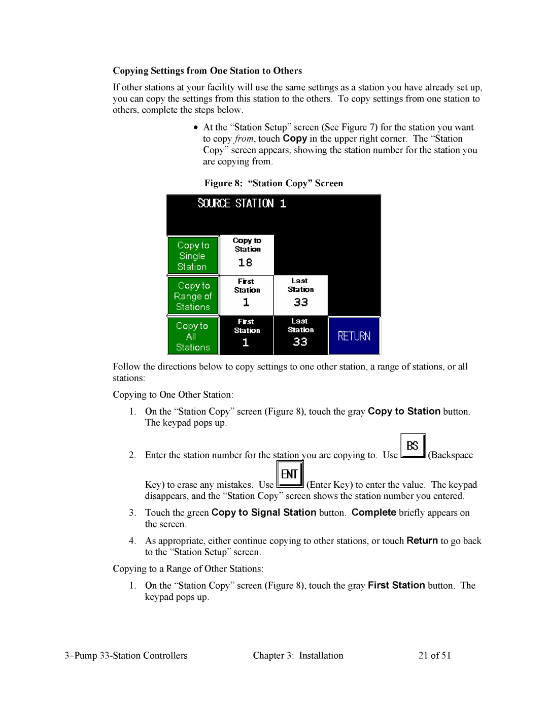 Sterling Plumbing 882.00252.00, CV3-635 specifications Copying Settings from One Station to Others, Station Copy Screen 