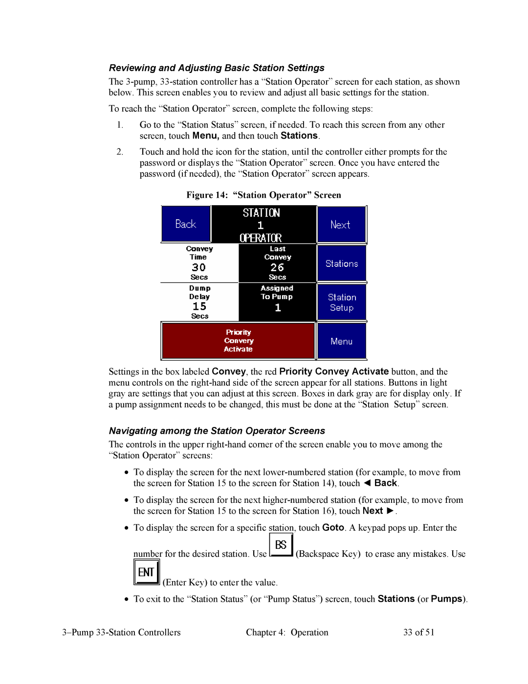 Sterling Plumbing 882.00252.00, CV3-635 specifications Reviewing and Adjusting Basic Station Settings 