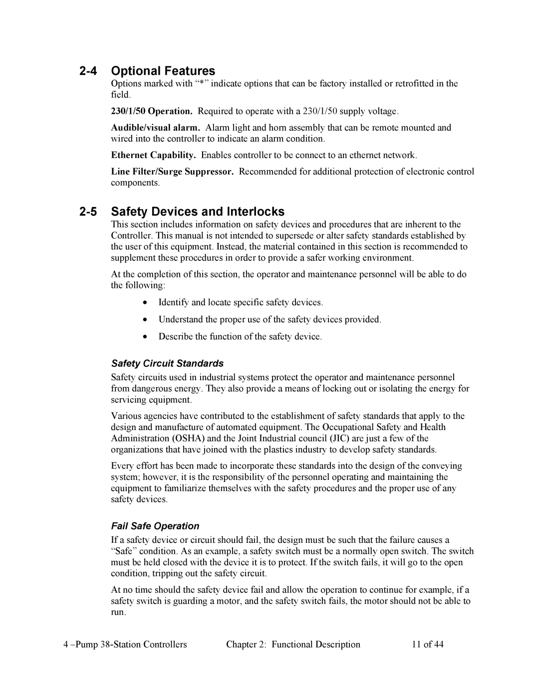 Sterling Plumbing 882.00253.00 specifications Optional Features, Safety Devices and Interlocks, Safety Circuit Standards 