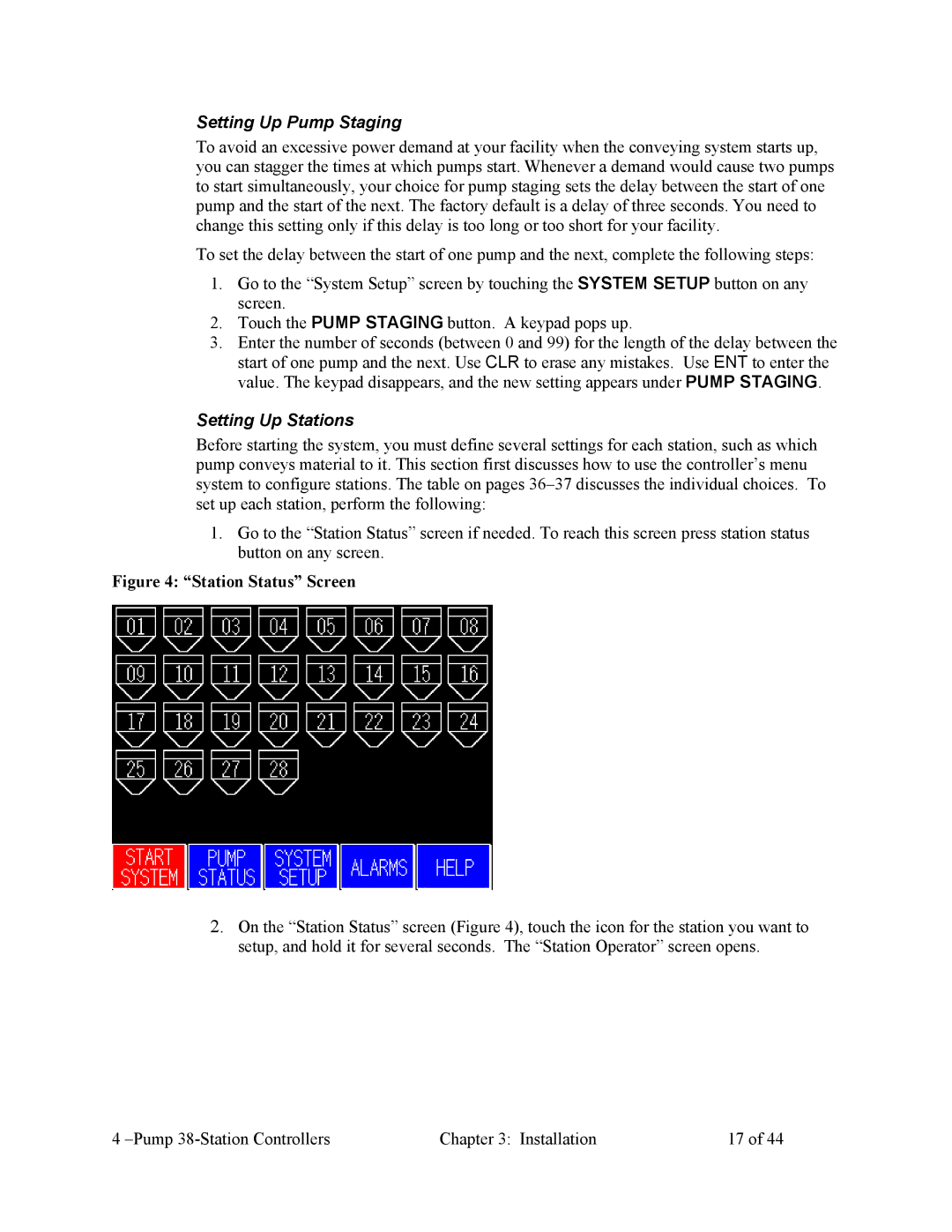 Sterling Plumbing 882.00253.00 specifications Setting Up Pump Staging, Setting Up Stations 