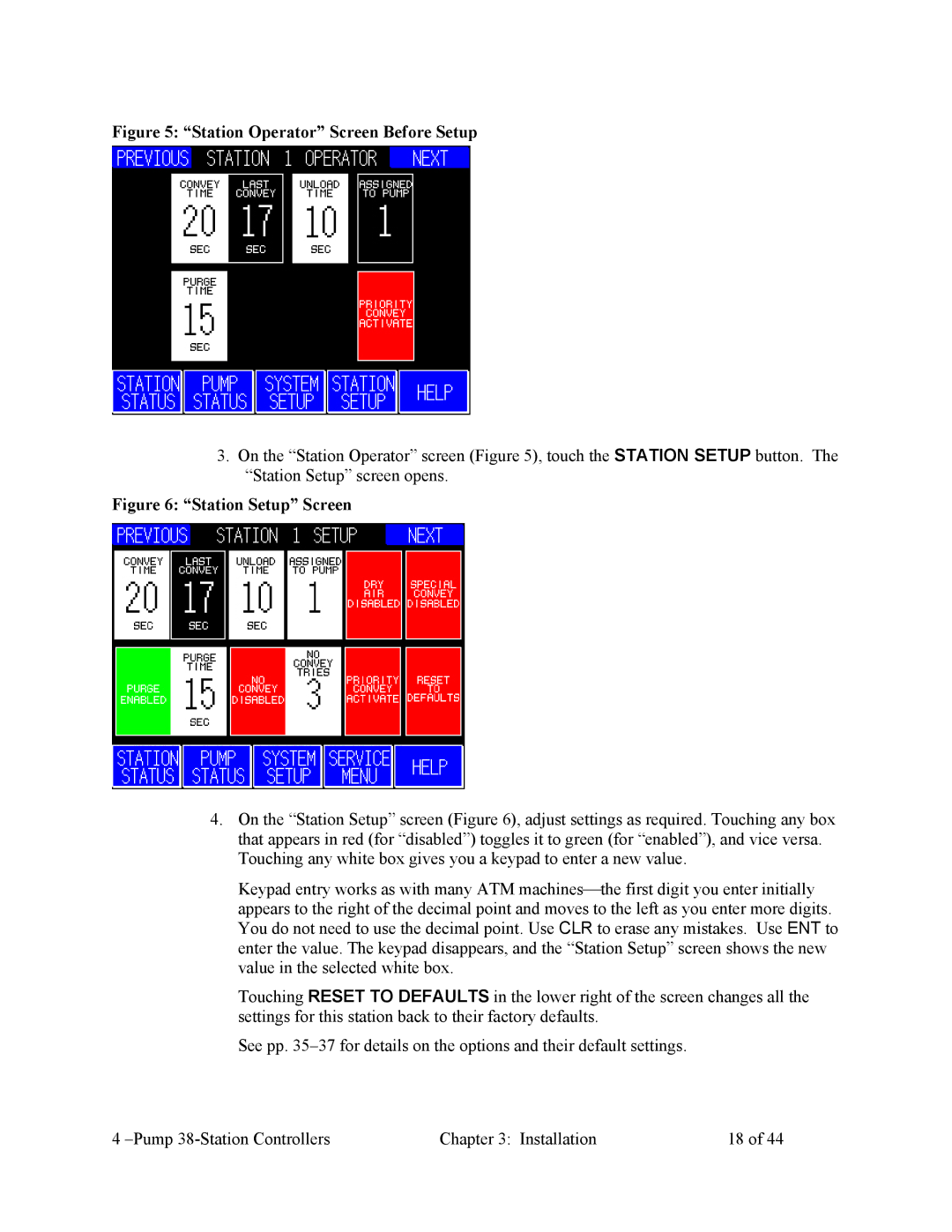 Sterling Plumbing 882.00253.00 specifications Station Operator Screen Before Setup 