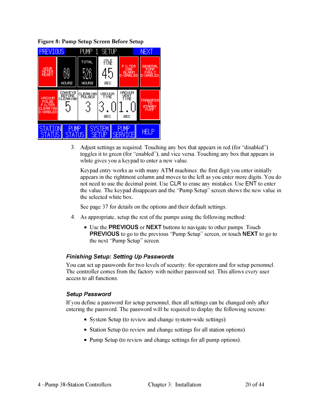 Sterling Plumbing 882.00253.00 specifications Finishing Setup Setting Up Passwords, Setup Password 