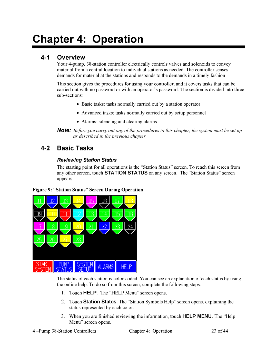 Sterling Plumbing 882.00253.00 specifications Operation, Overview, Basic Tasks, Reviewing Station Status 