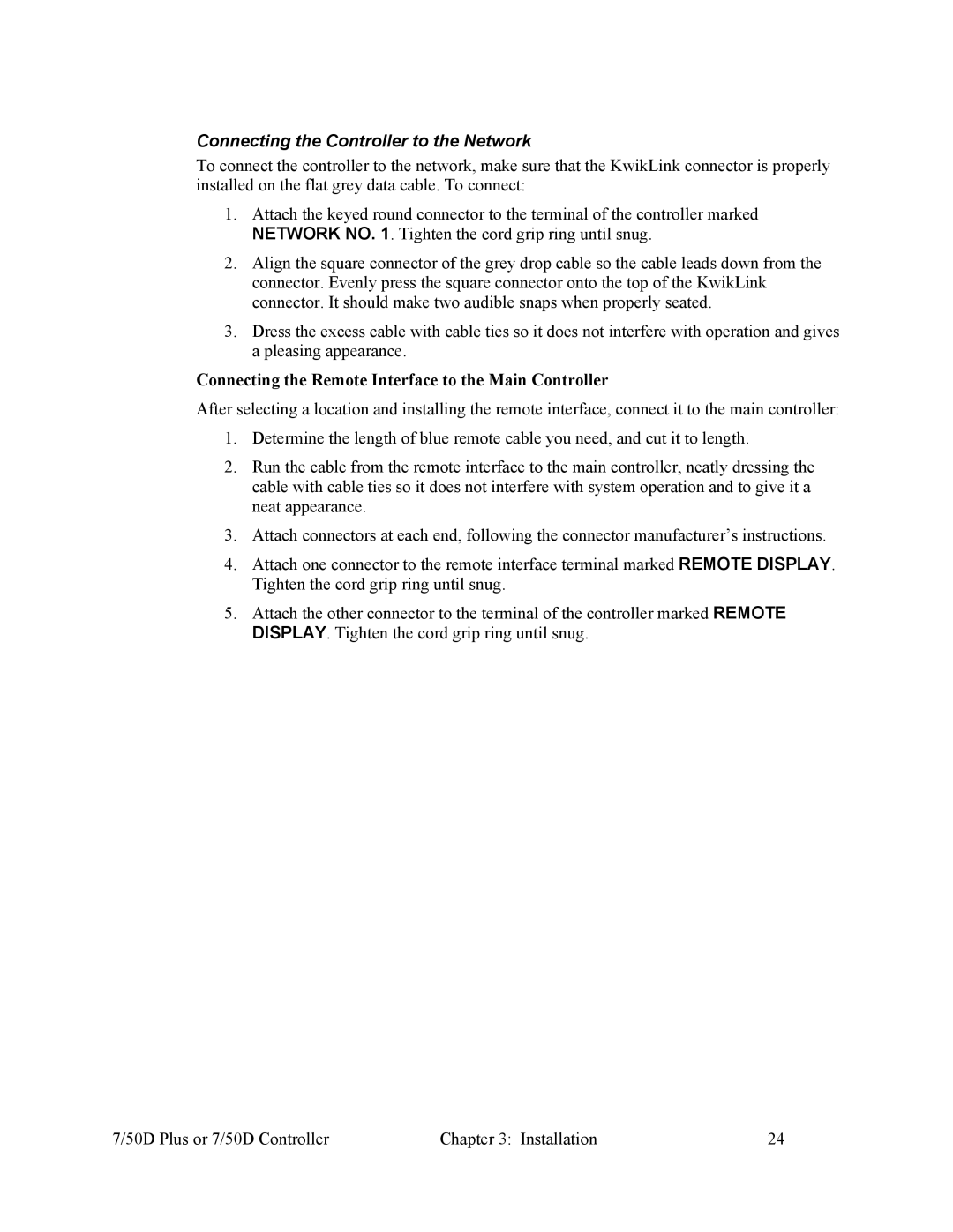 Sterling Plumbing 882.00254.00 specifications Connecting the Controller to the Network 