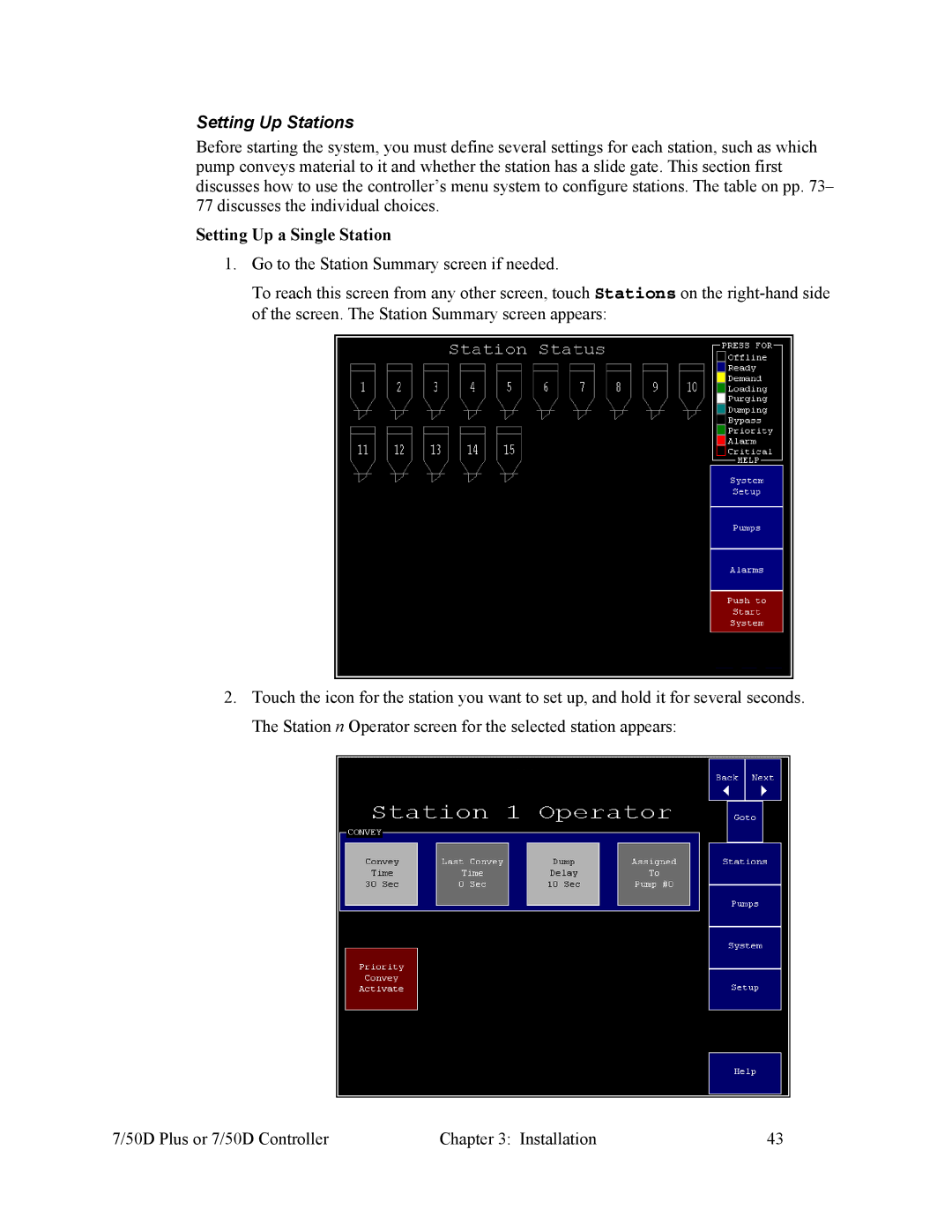 Sterling Plumbing 882.00254.00 specifications Setting Up Stations, Setting Up a Single Station 