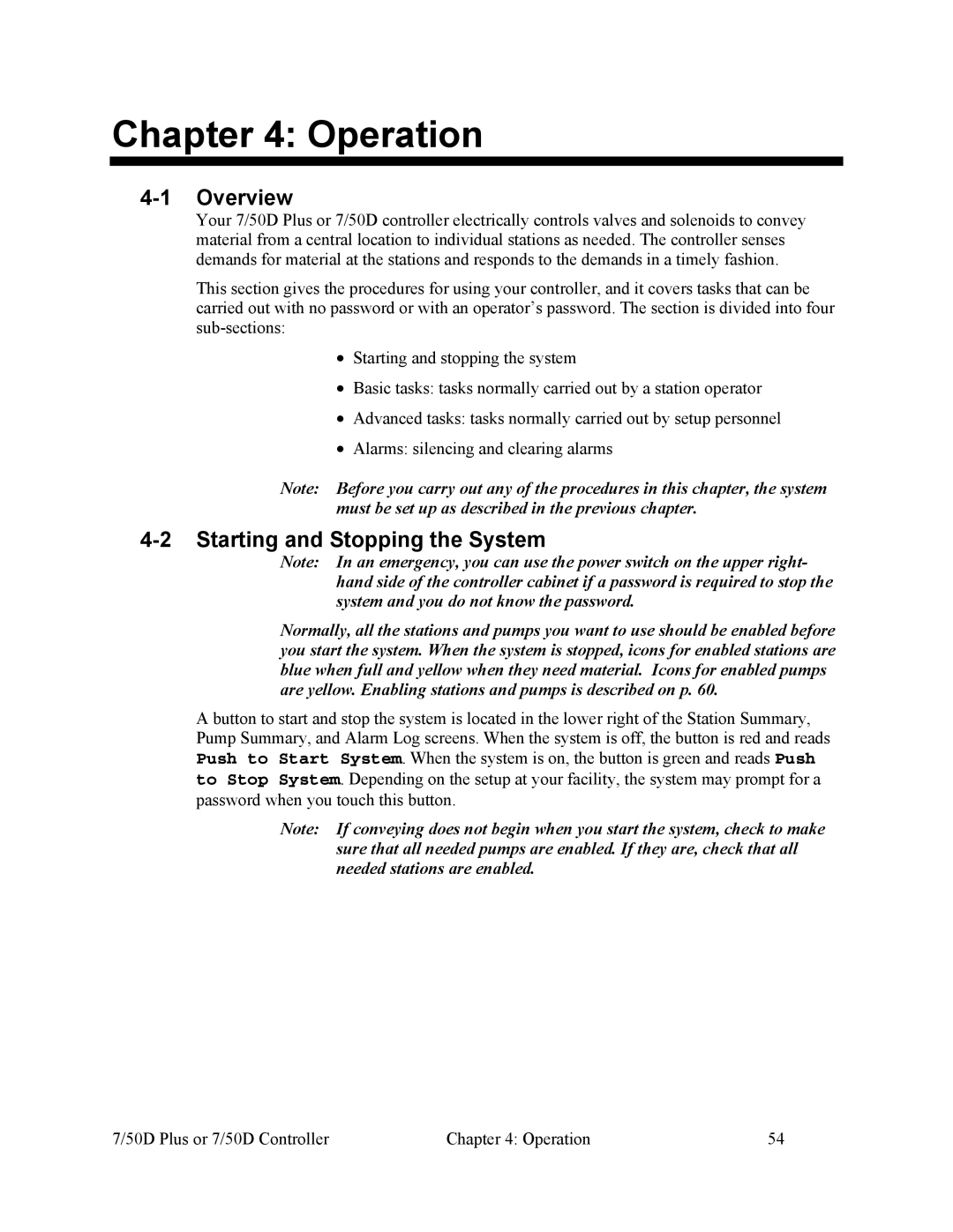 Sterling Plumbing 882.00254.00 specifications Operation, Overview, Starting and Stopping the System 