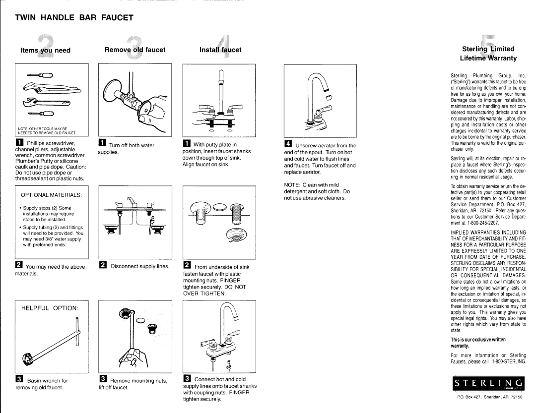 Sterling Plumbing C626G manual 