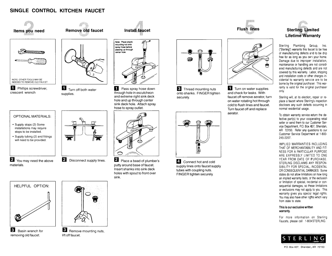 Sterling Plumbing C711FSER manual 