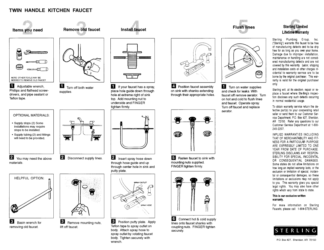 Sterling Plumbing E033300 manual 