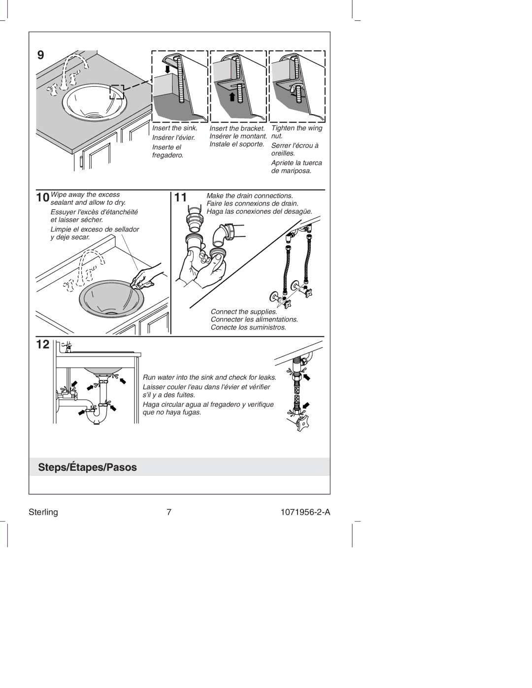 Sterling Plumbing S1206, 1411, 11811, 131, 1186 manual Inserte el fregadero 