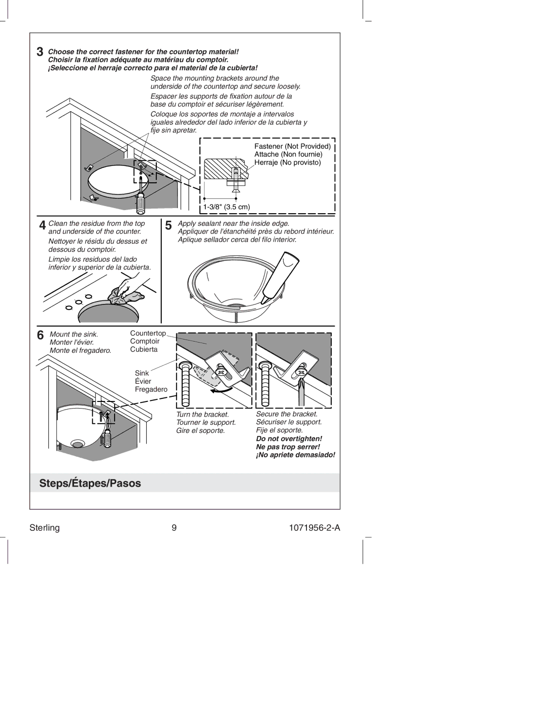 Sterling Plumbing 11811, S1206, 1411, 131, 1186 manual ¡No apriete demasiado 