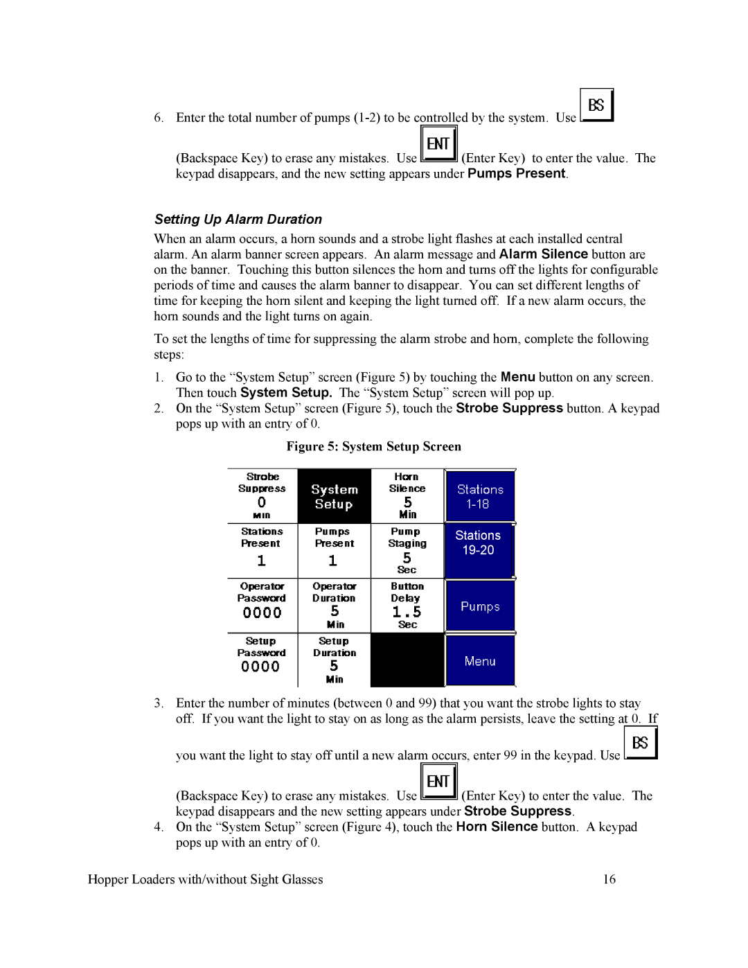 Sterling Plumbing scc2 specifications Setting Up Alarm Duration, System Setup Screen 