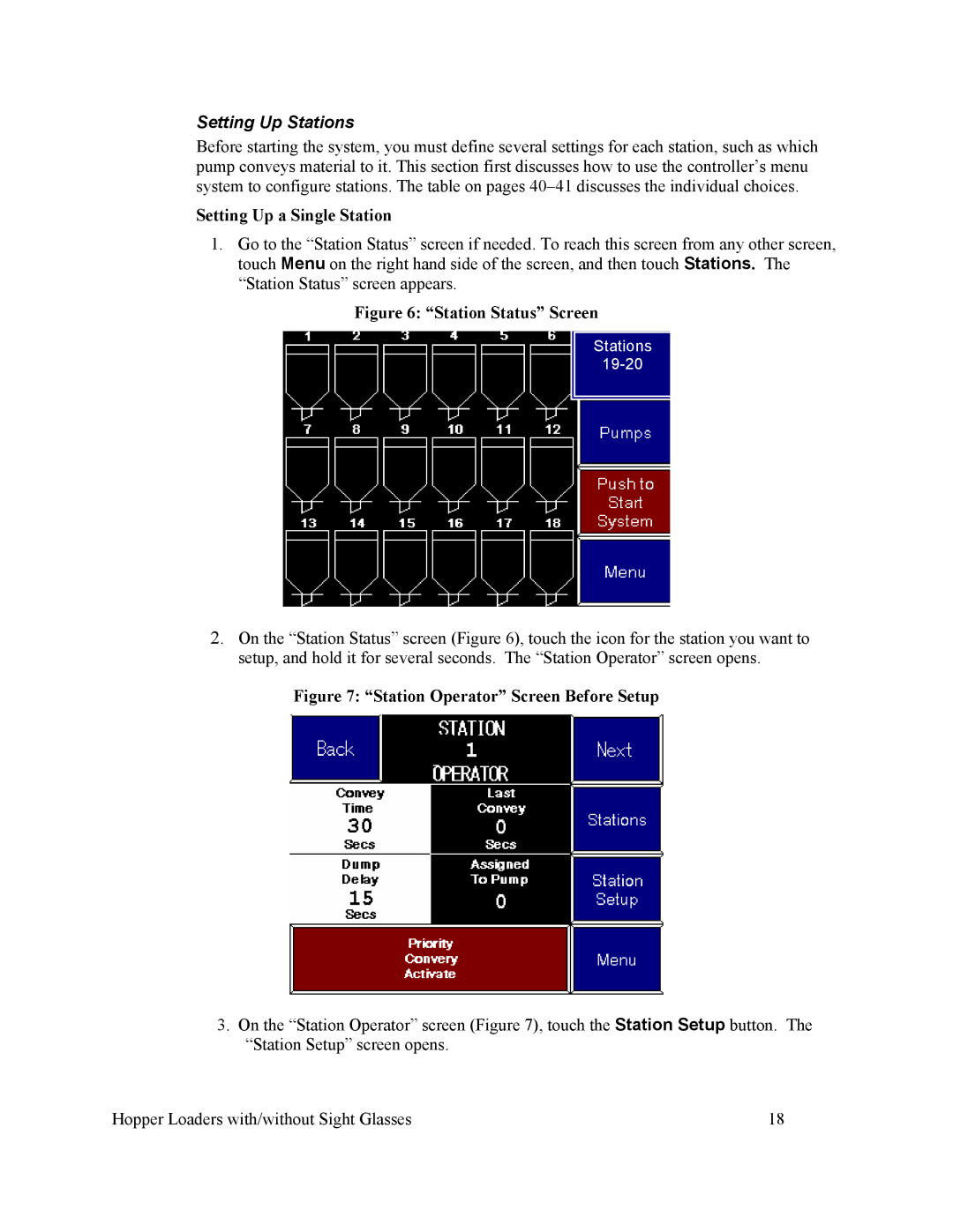 Sterling Plumbing scc2 specifications Setting Up Stations, Setting Up a Single Station 