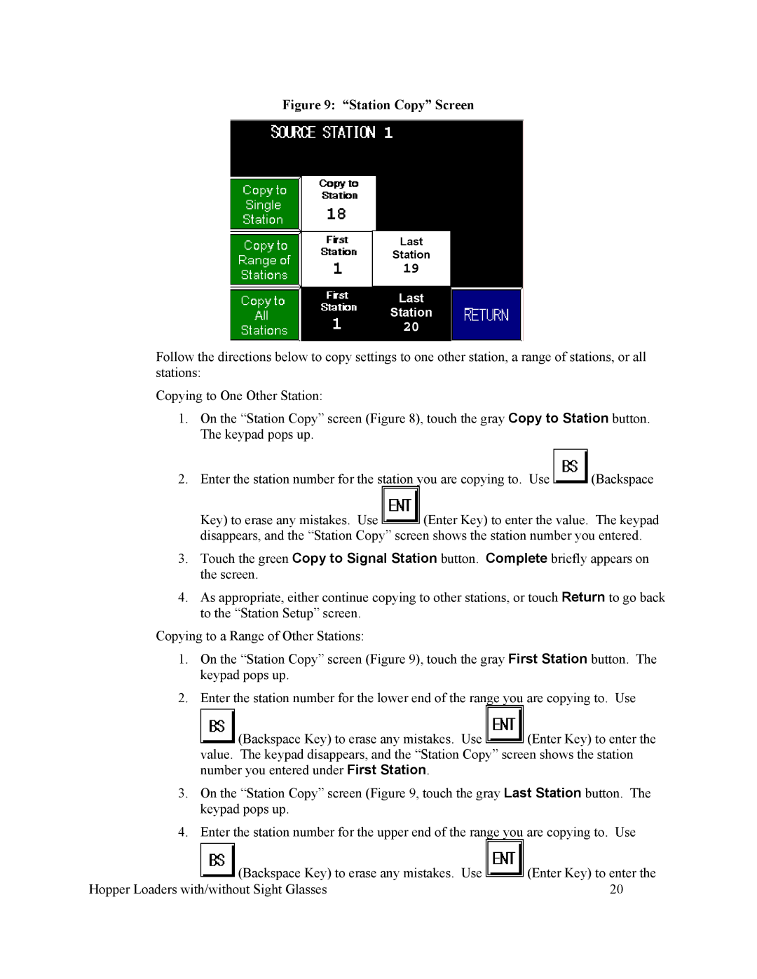 Sterling Plumbing scc2 specifications Station Copy Screen 