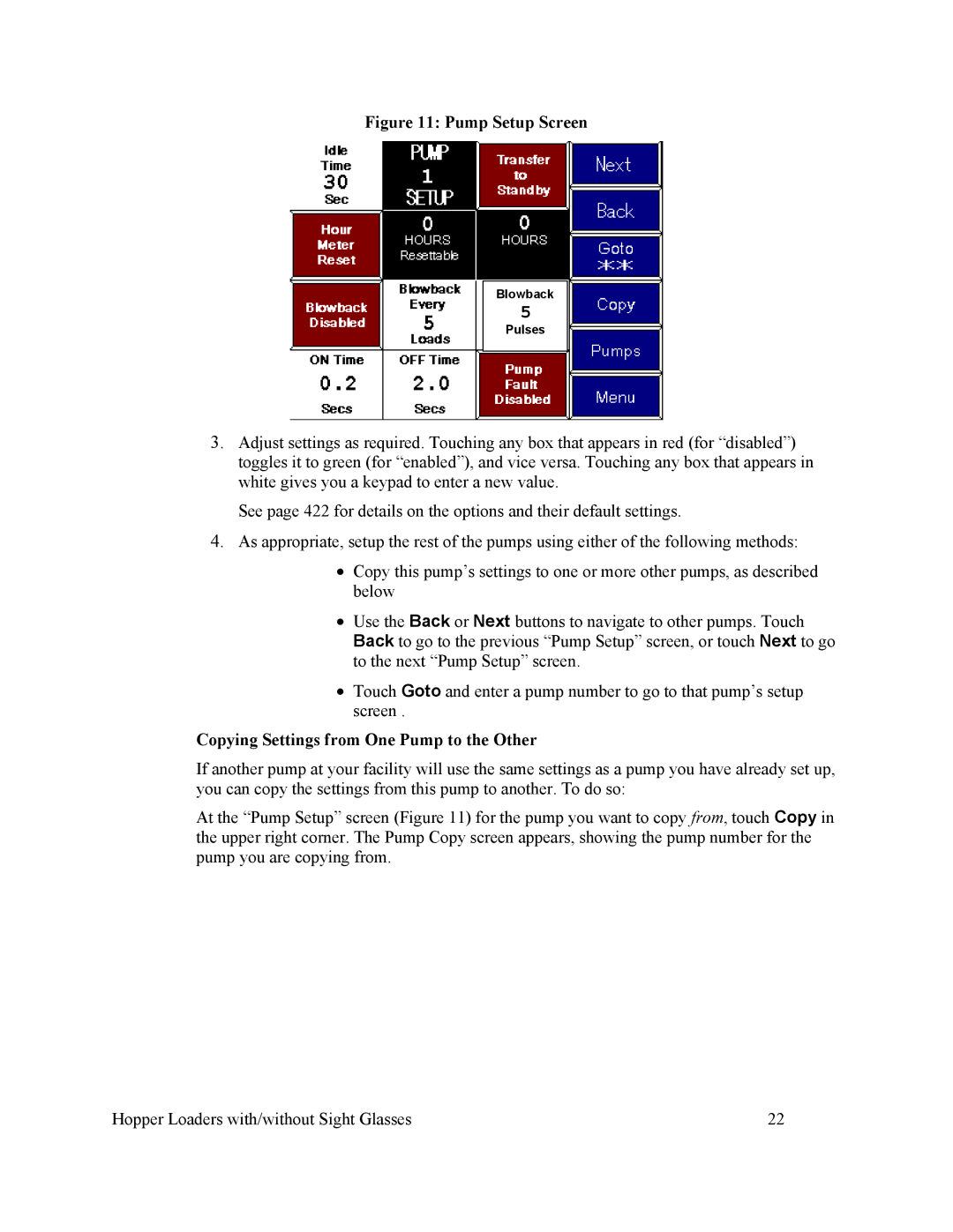 Sterling Plumbing scc2 specifications Pump Setup Screen, Copying Settings from One Pump to the Other 