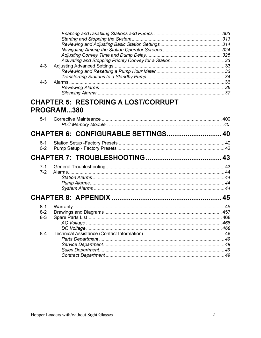 Sterling Plumbing scc2 specifications Restoring a LOST/CORRUPT PROGRAM...380 