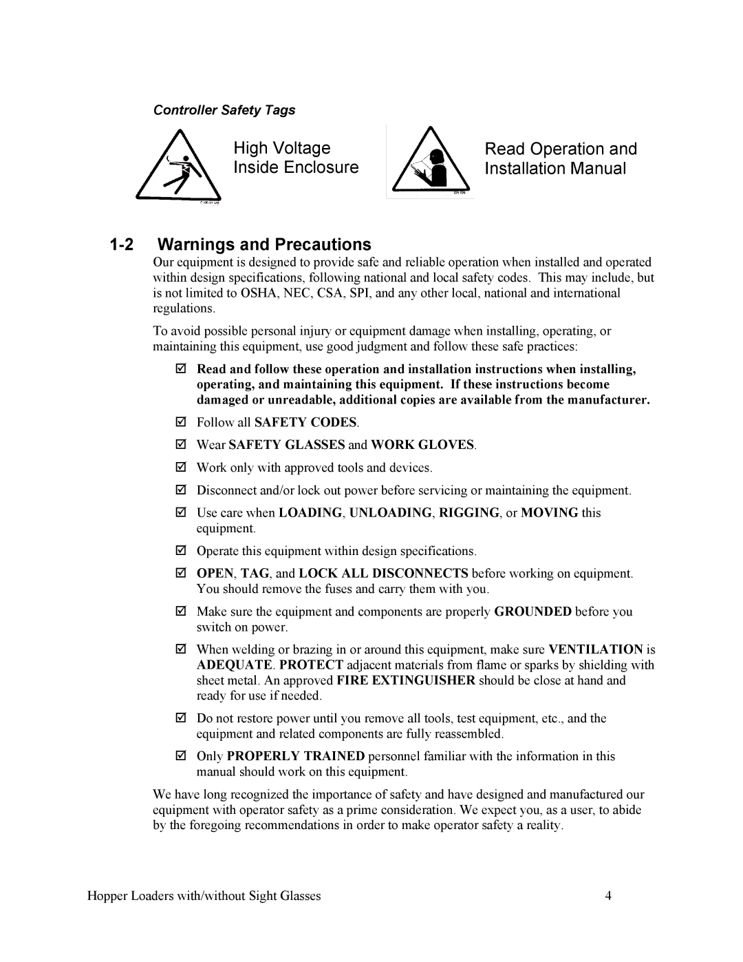 Sterling Plumbing scc2 specifications Controller Safety Tags, Wear Safety Glasses and Work Gloves 