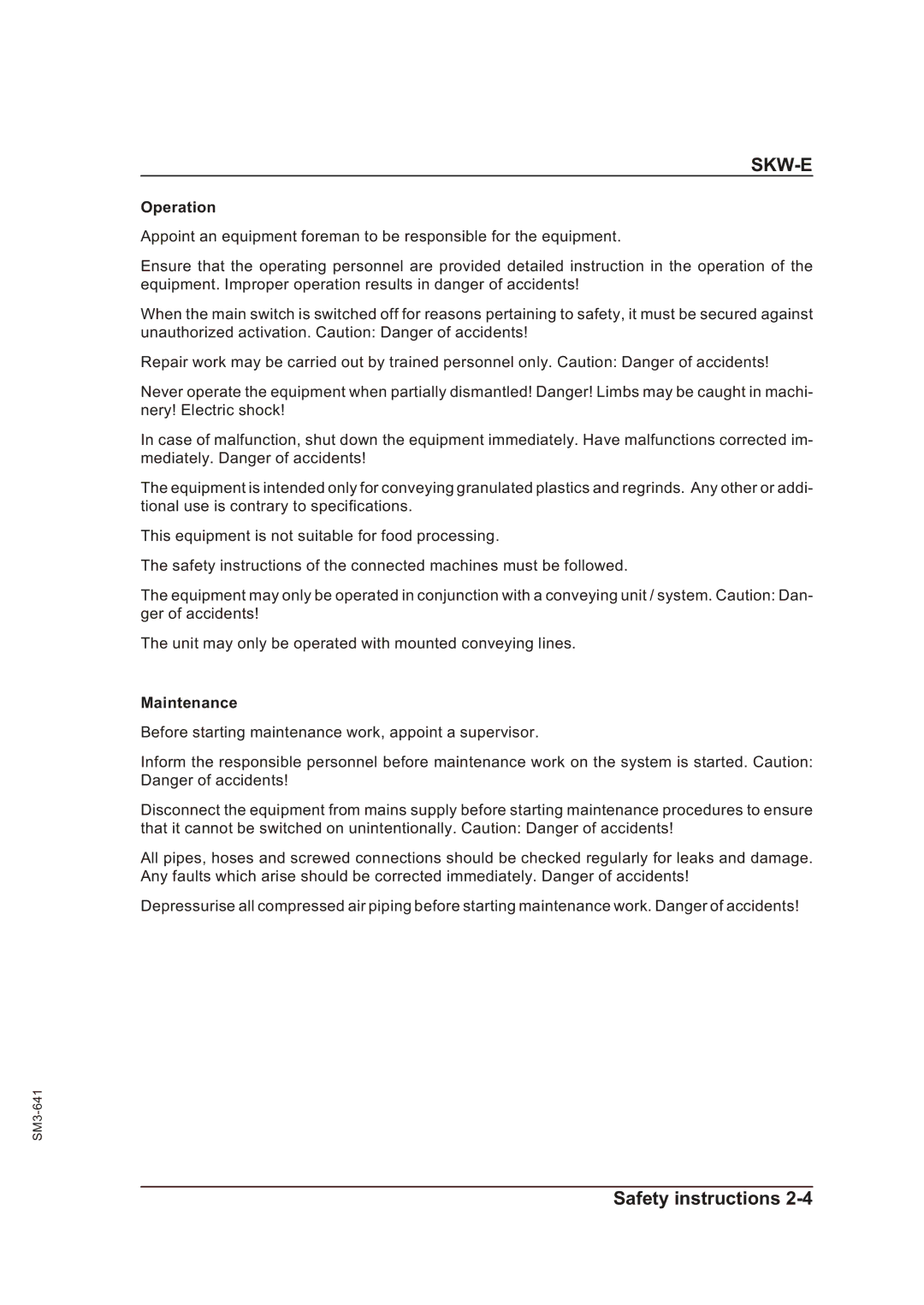 Sterling Plumbing SKW-E manual Operation, Maintenance 