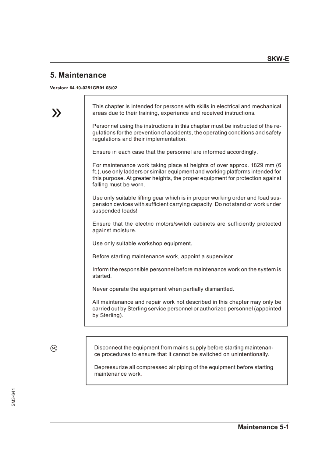 Sterling Plumbing SKW-E manual Maintenance 