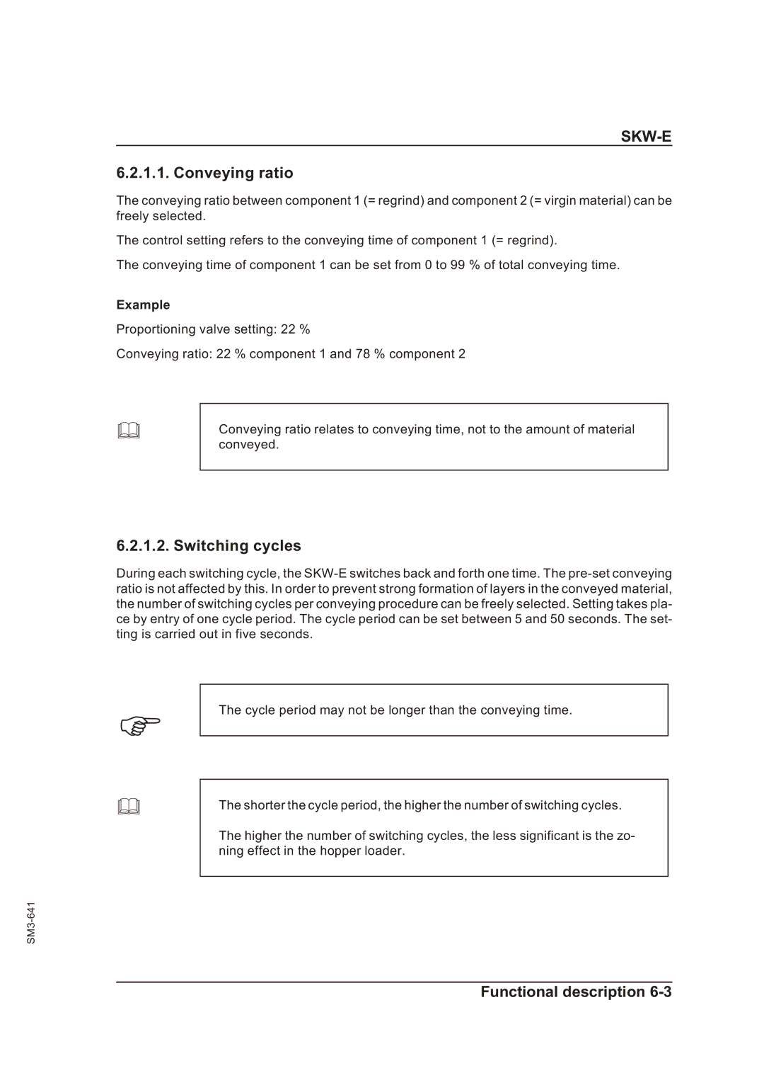 Sterling Plumbing SKW-E manual Conveying ratio, Switching cycles 