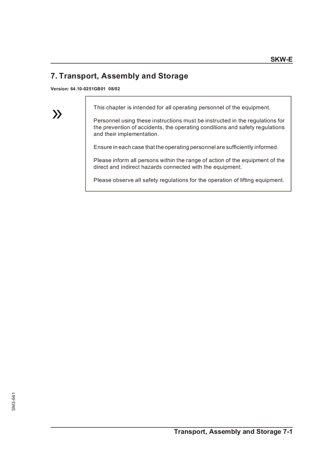 Sterling Plumbing SKW-E manual Transport, Assembly and Storage 