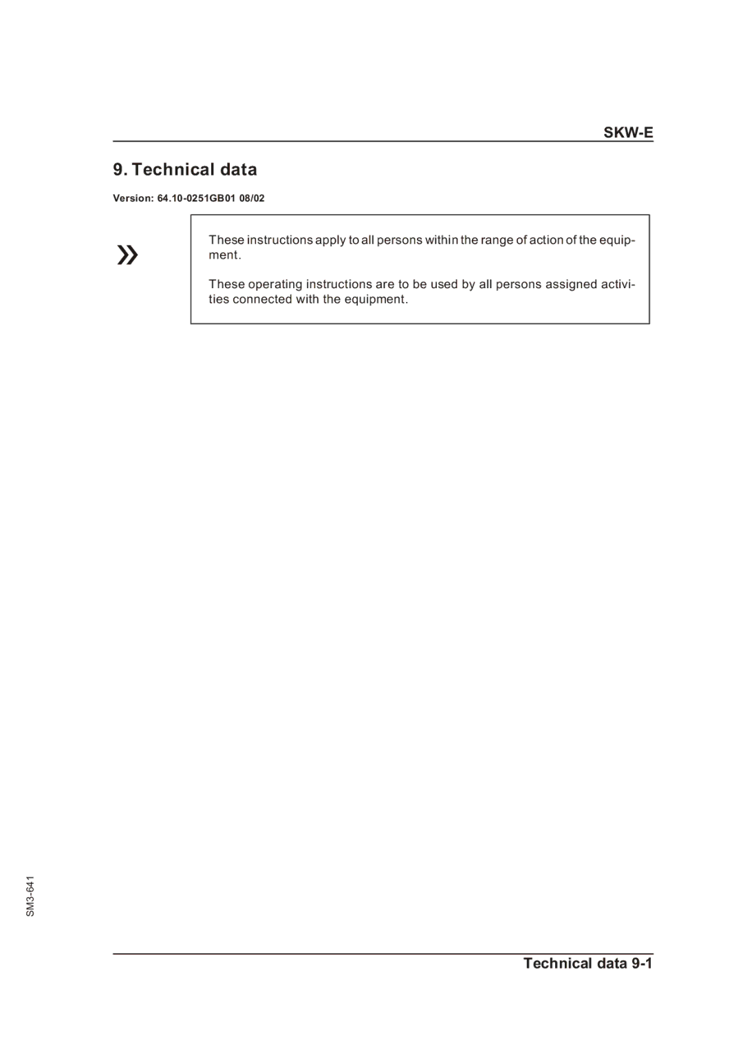 Sterling Plumbing SKW-E manual Technical data 