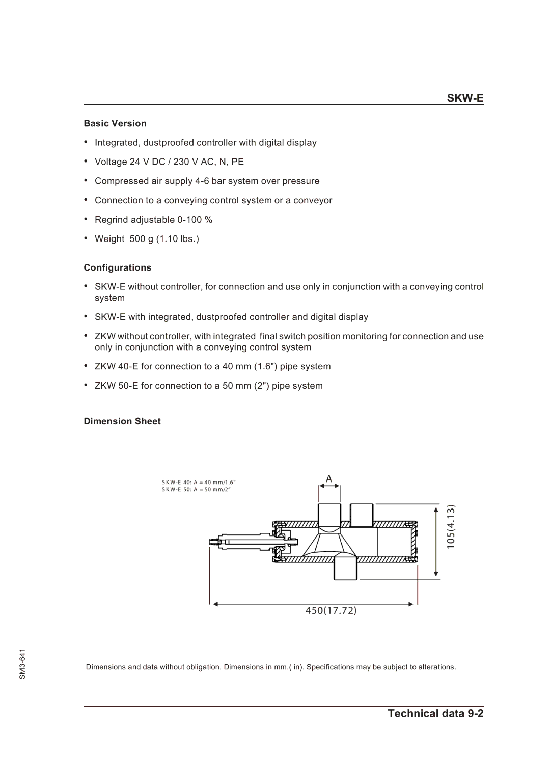 Sterling Plumbing SKW-E manual Basic Version, Configurations, Dimension Sheet 