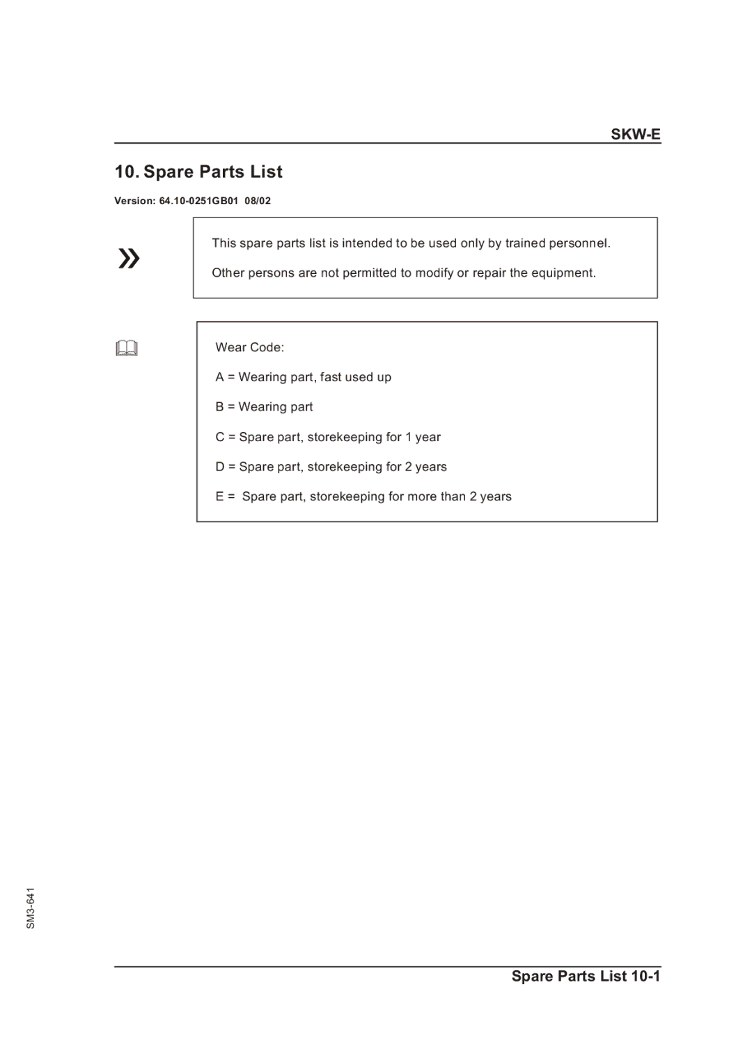 Sterling Plumbing SKW-E manual Spare Parts List 