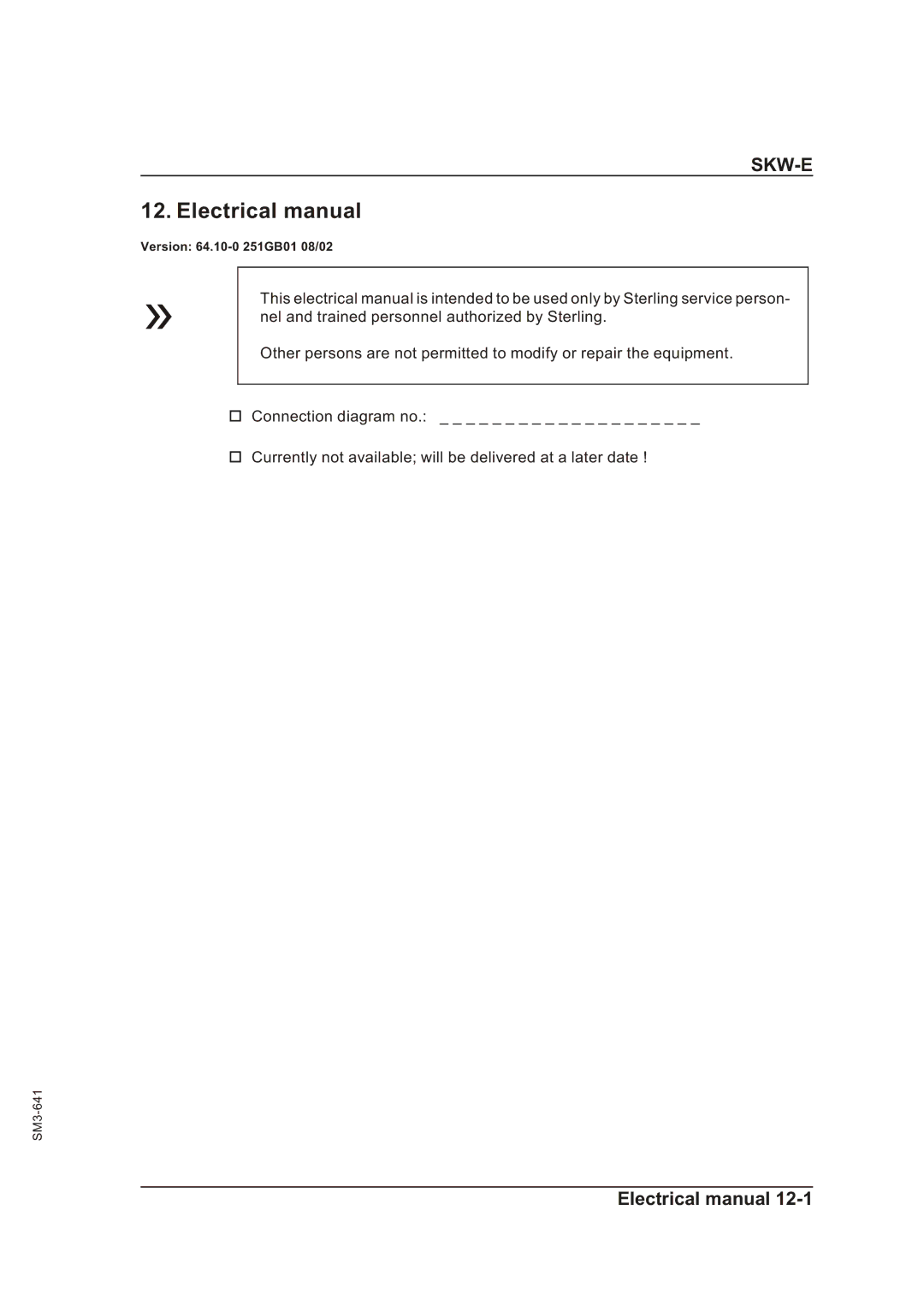 Sterling Plumbing SKW-E Electrical manual 