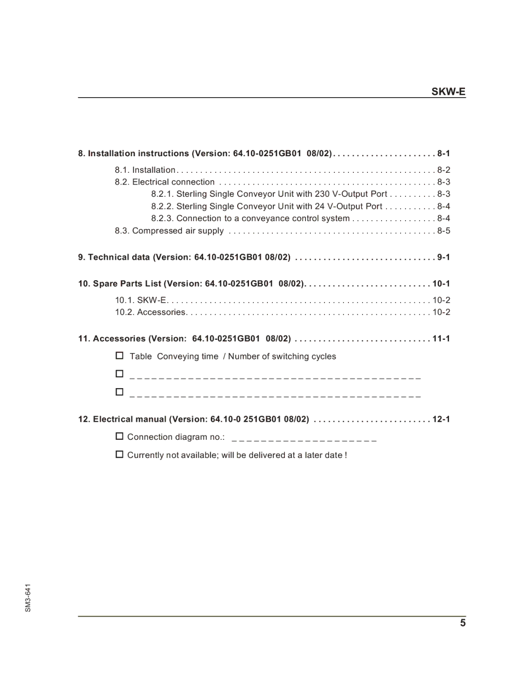 Sterling Plumbing SKW-E Installation instructions Version 64.10-0251GB01 08/02, Accessories Version 64.10-0251GB01 08/02 