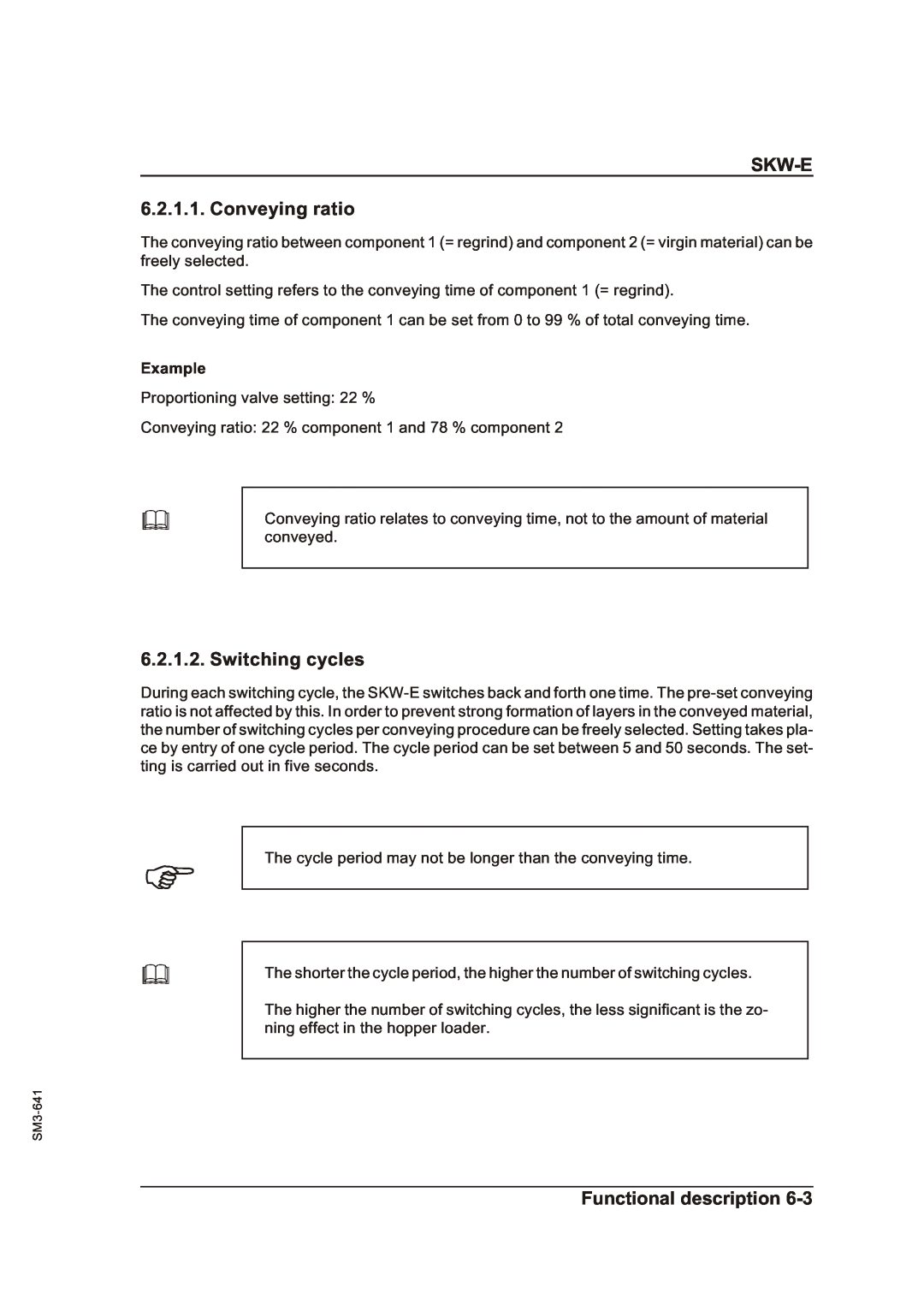 Sterling Plumbing manual SKW-E 6.2.1.1. Conveying ratio, Switching cycles, Functional description 