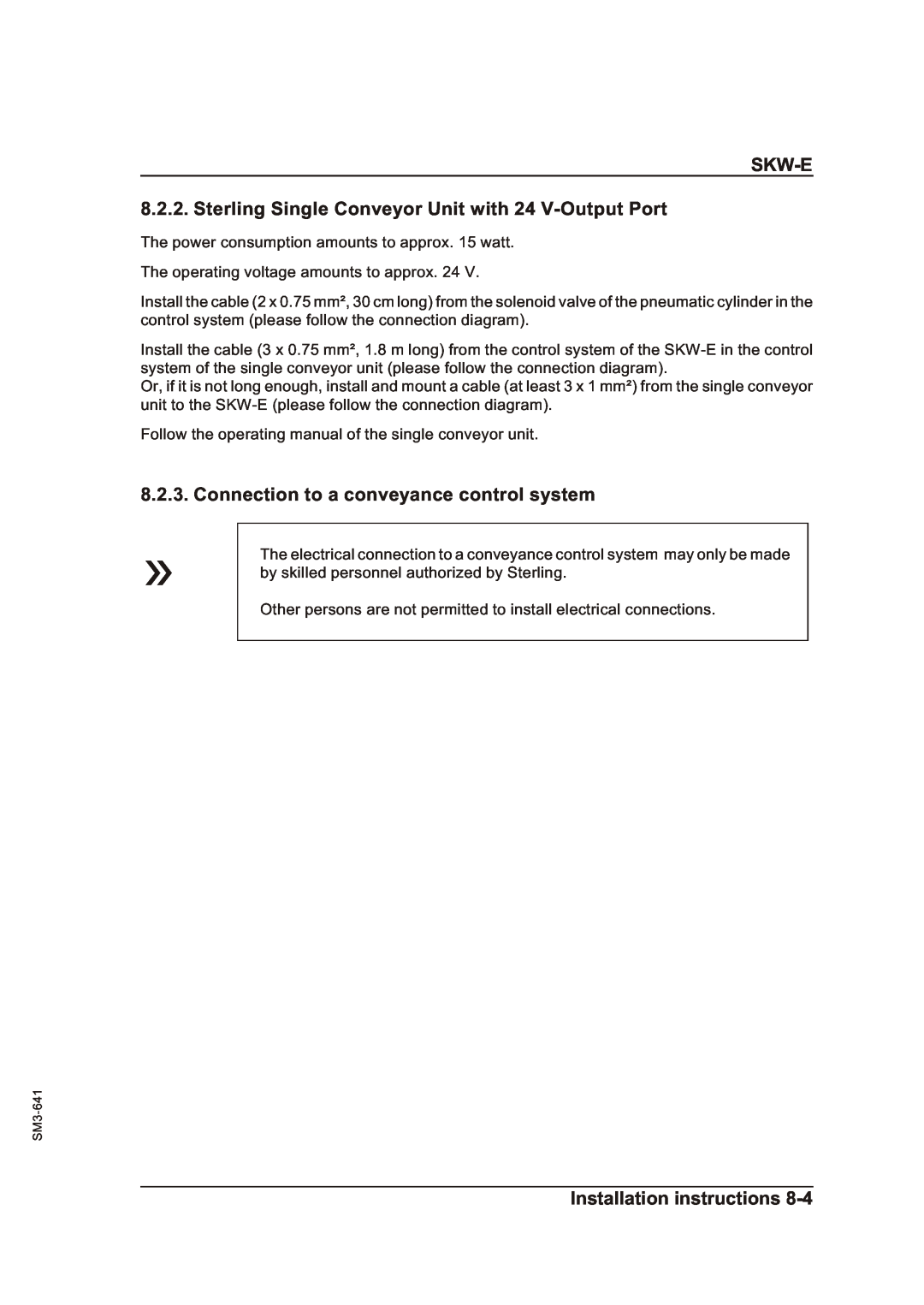 Sterling Plumbing SKW-E manual Connection to a conveyance control system, Skw-E, Installation instructions 