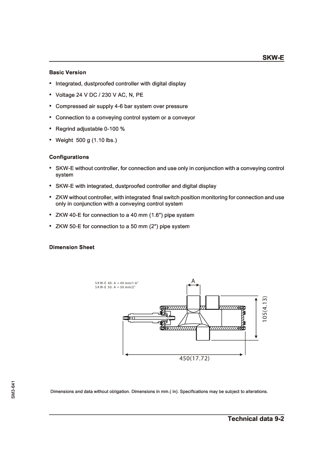 Sterling Plumbing SKW-E manual Skw-E, Technical data, Basic Version, Configurations, Dimension Sheet 