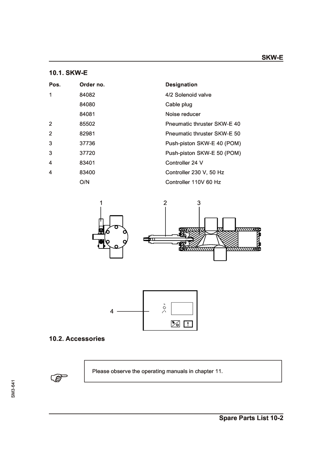 Sterling Plumbing manual SKW-E 10.1. SKW-E, Accessories, Spare Parts List, Order no, Designation 