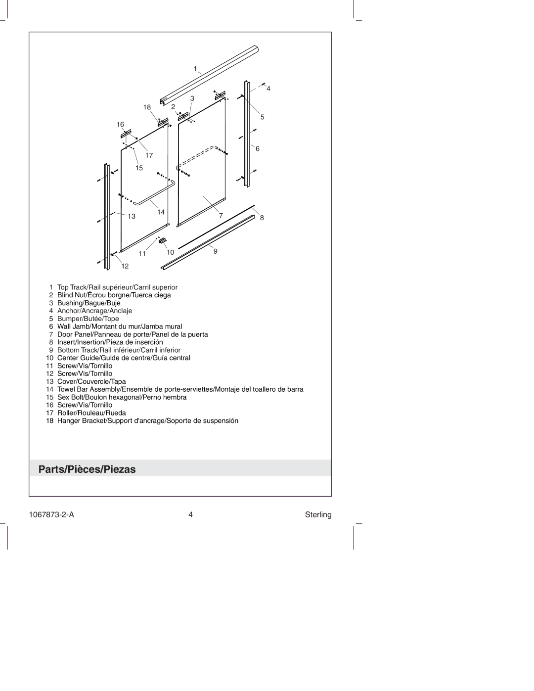 Sterling Plumbing SP5400 Series manual Parts/Pièces/Piezas 