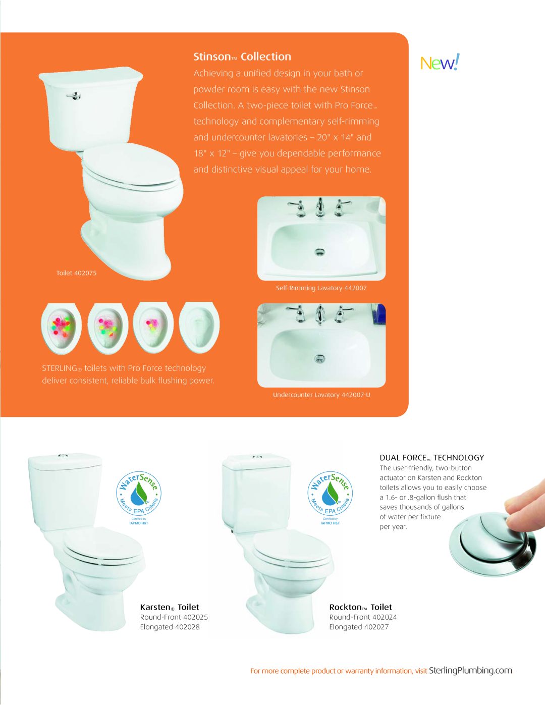 Sterling Plumbing Toilet & Lavatories manual Stinson Collection 