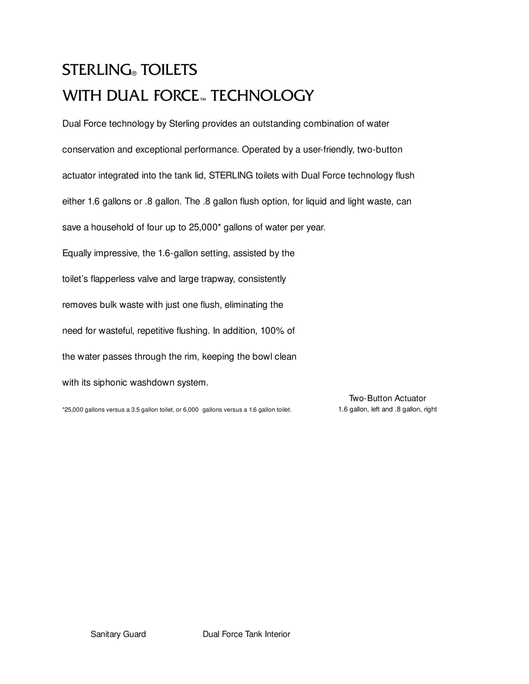 Sterling Plumbing Toilet with Dual Force manual Sterling Toilets With Dual Force Technology 