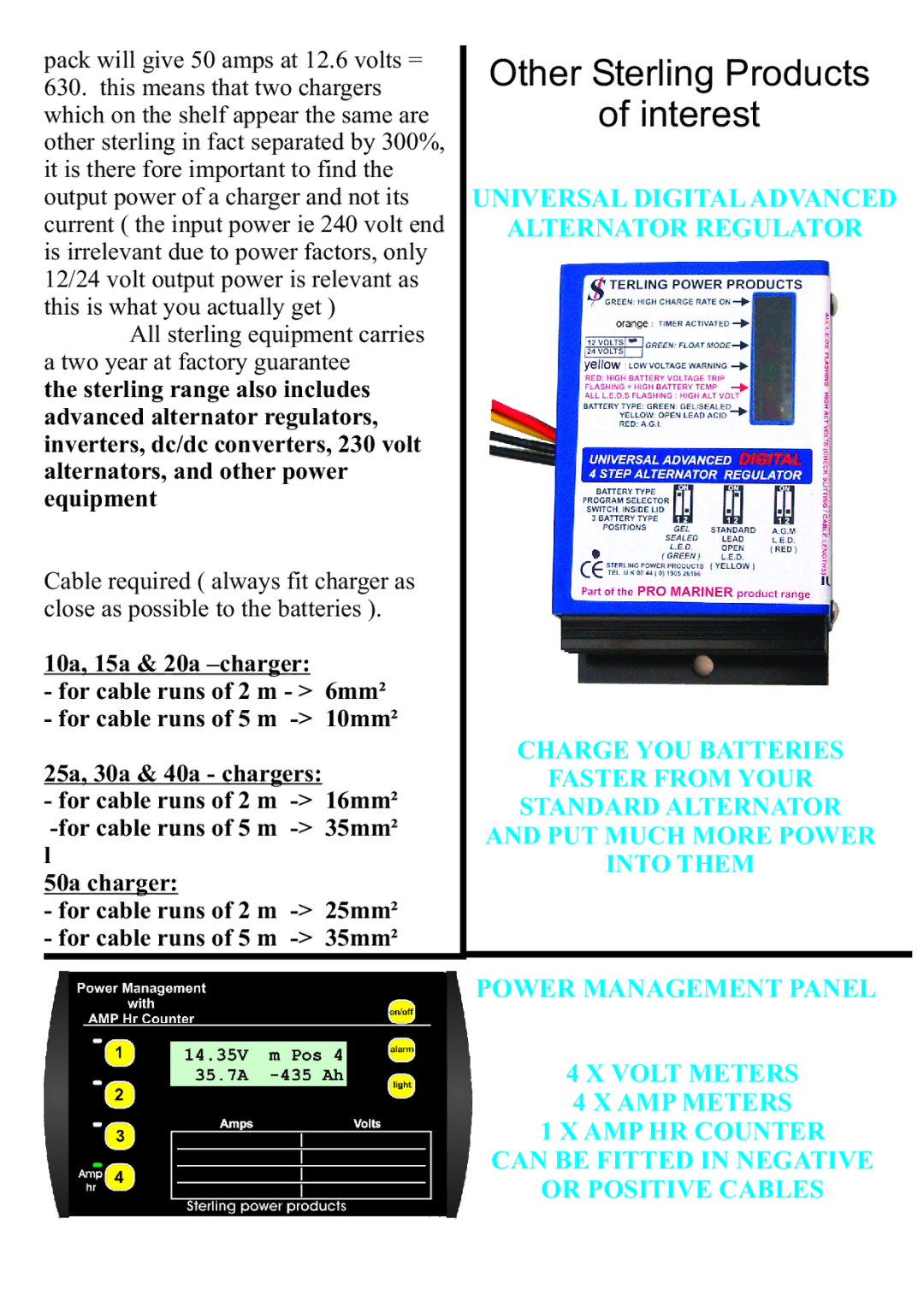 Sterling Power Products 1220CE, 2425CE, 1210CE Other Sterling Products Interest, Pack will give 50 amps at 12.6 volts = 