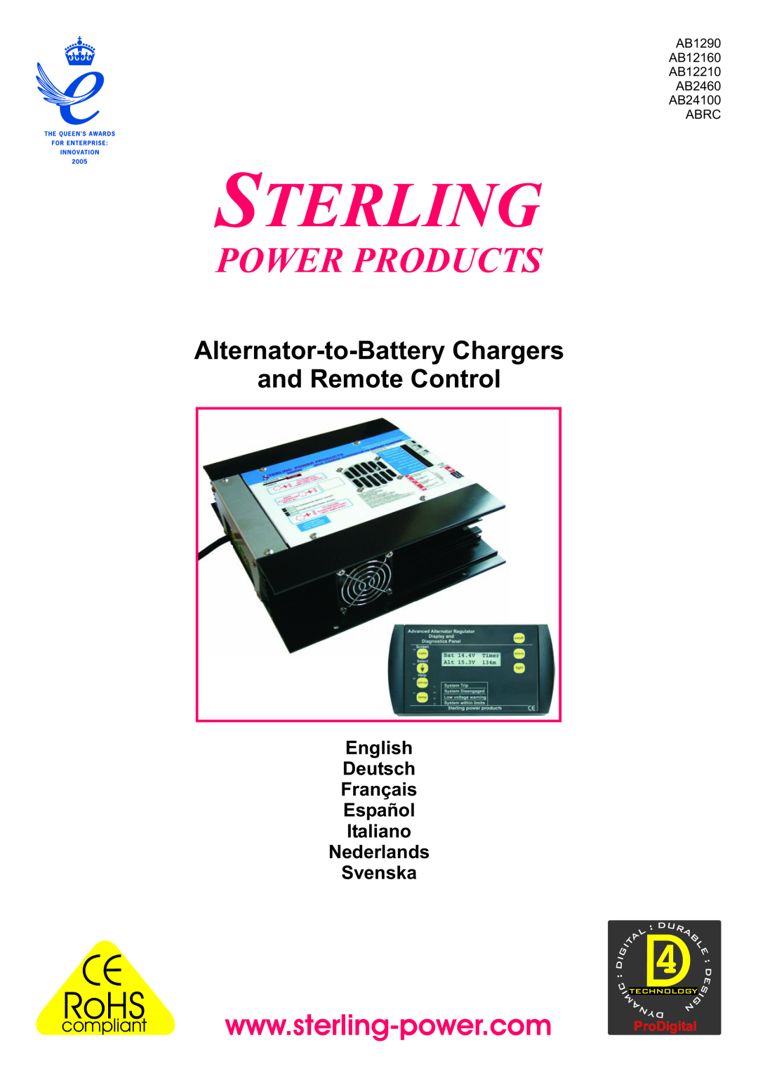 Sterling Power Products AB12210 manual Sterling, RoHS, Power Products, Alternator-to-Battery Chargers and Remote Control 