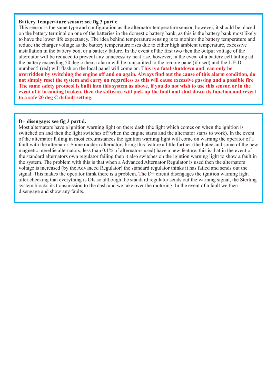 Sterling Power Products PDARRC manual Battery Temperature sensor see part c, + disengage see part d 