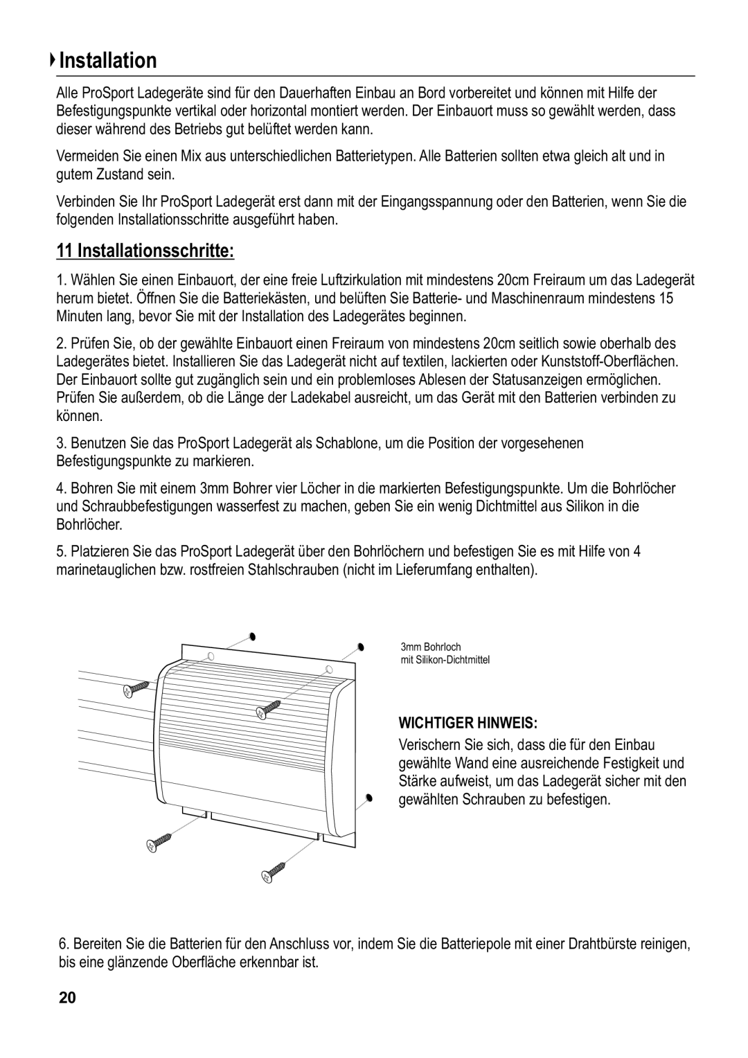 Sterling Power Products PS1212, PS1220, PS1208 manual Installationsschritte 